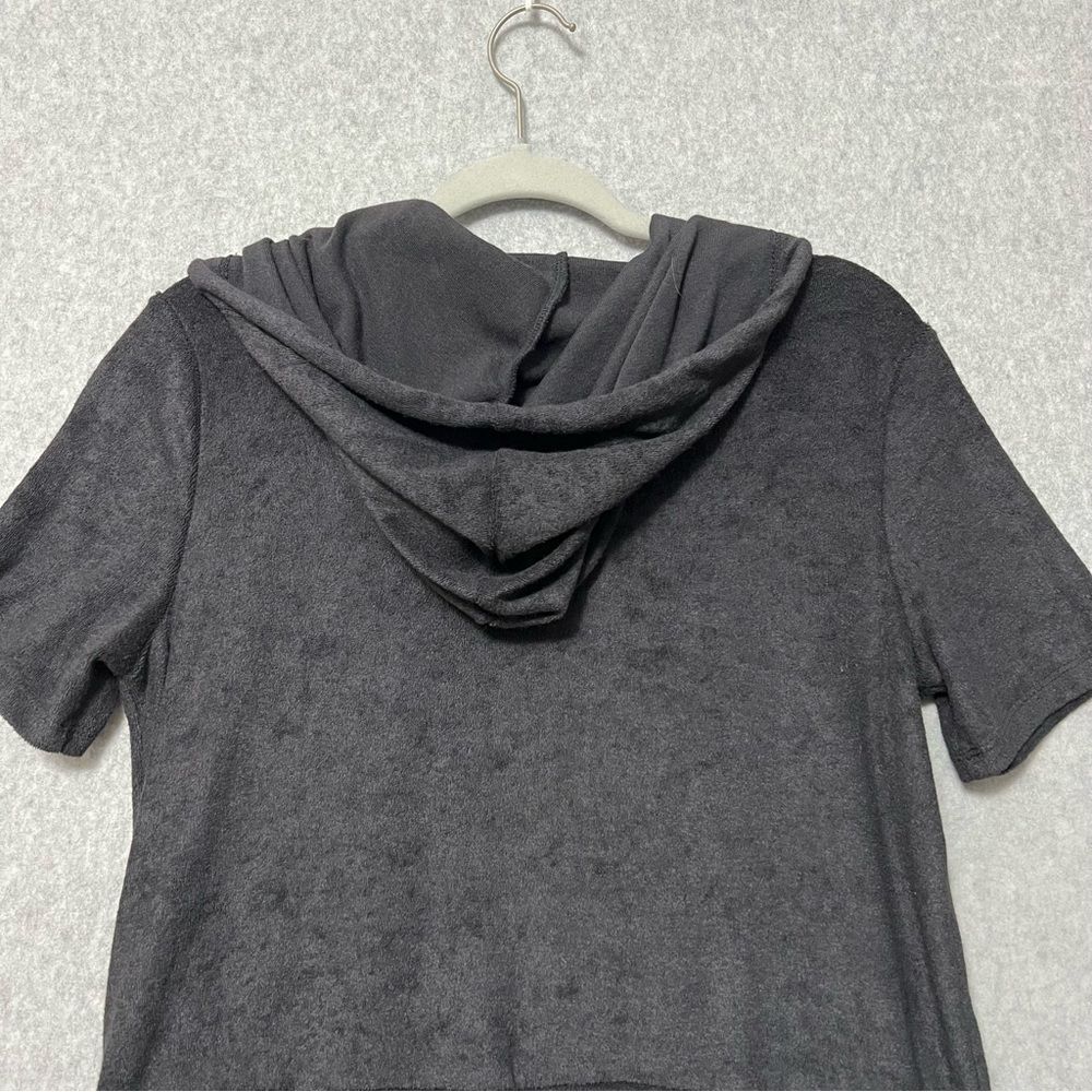 YITTY Terry Cloth Romper Size XL Black Hooded Zip Up Elastic Waist Athleisure - Picture 6 of 13